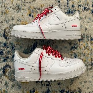 Nike Air Force 1 Low x Supreme White Size 9.5 Men CU9225-100 Box Logo READ